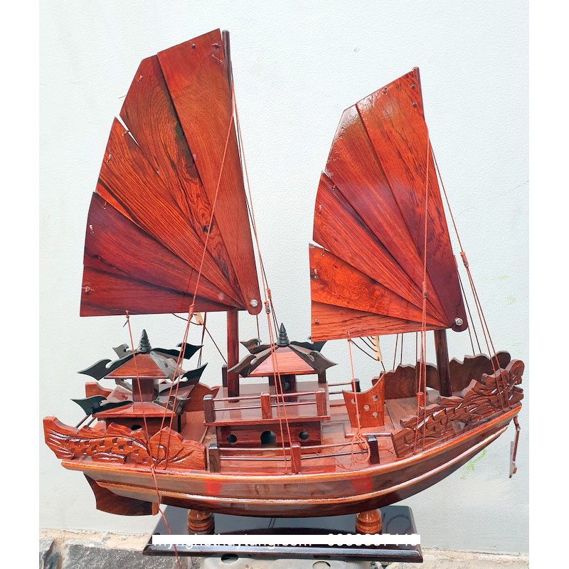 Thuyền gỗ hương ngang 60cm-Thuyền buồm chiến cổ