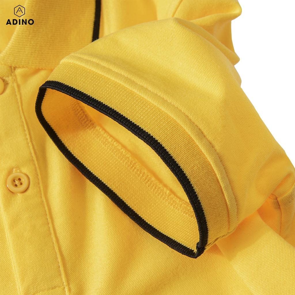 Áo polo nam ADINO màu vàng phối viền vải cotton co giãn dáng công sở slimfit hơi ôm trẻ trung AP74