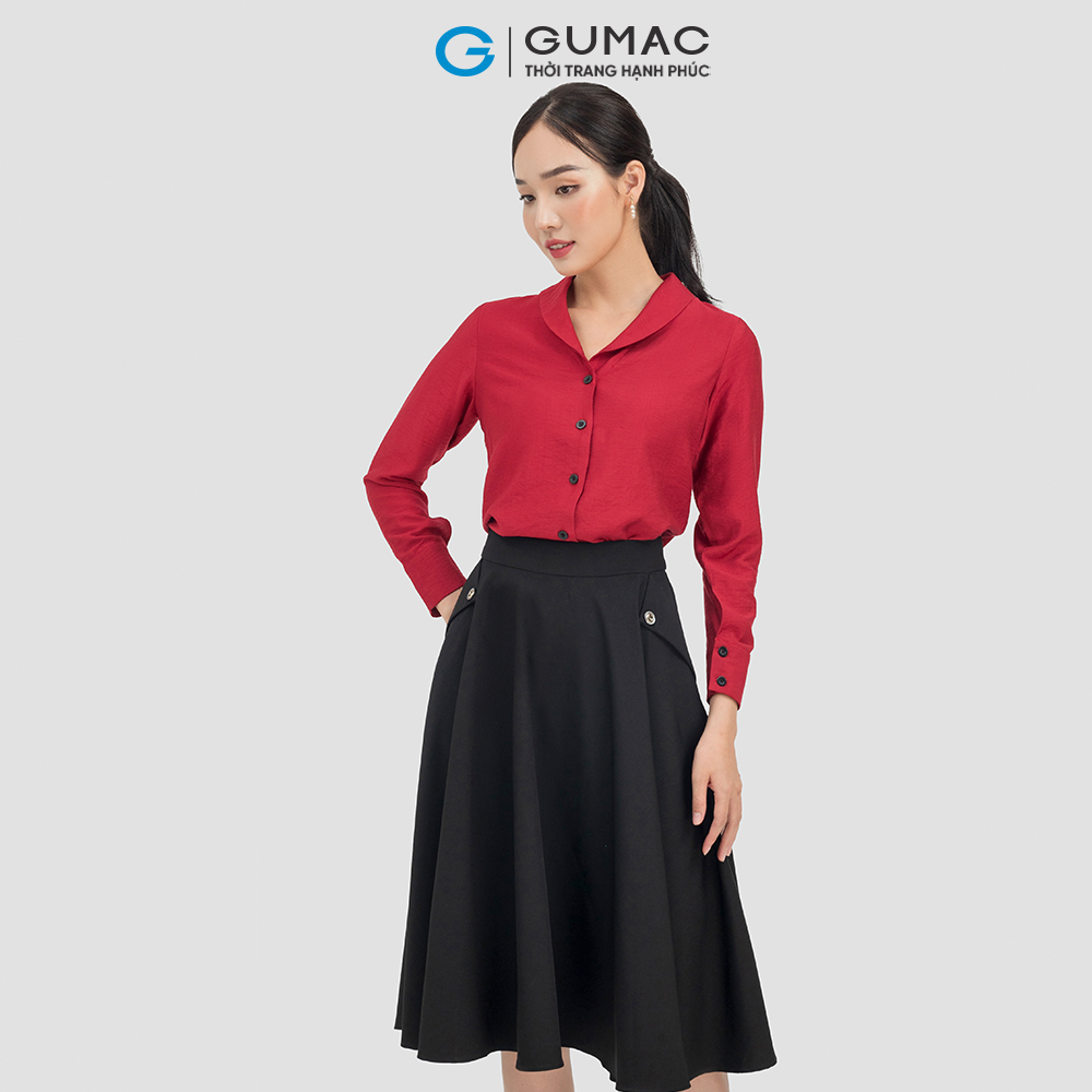 Áo sơ mi nữ GUMAC LA0706 công sở kiểu cổ bẻ chất liệu lụa thoáng mát sang trọng