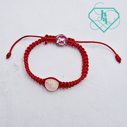 Vòng thắt dây thạch anh hồng mix charm VTD-02
