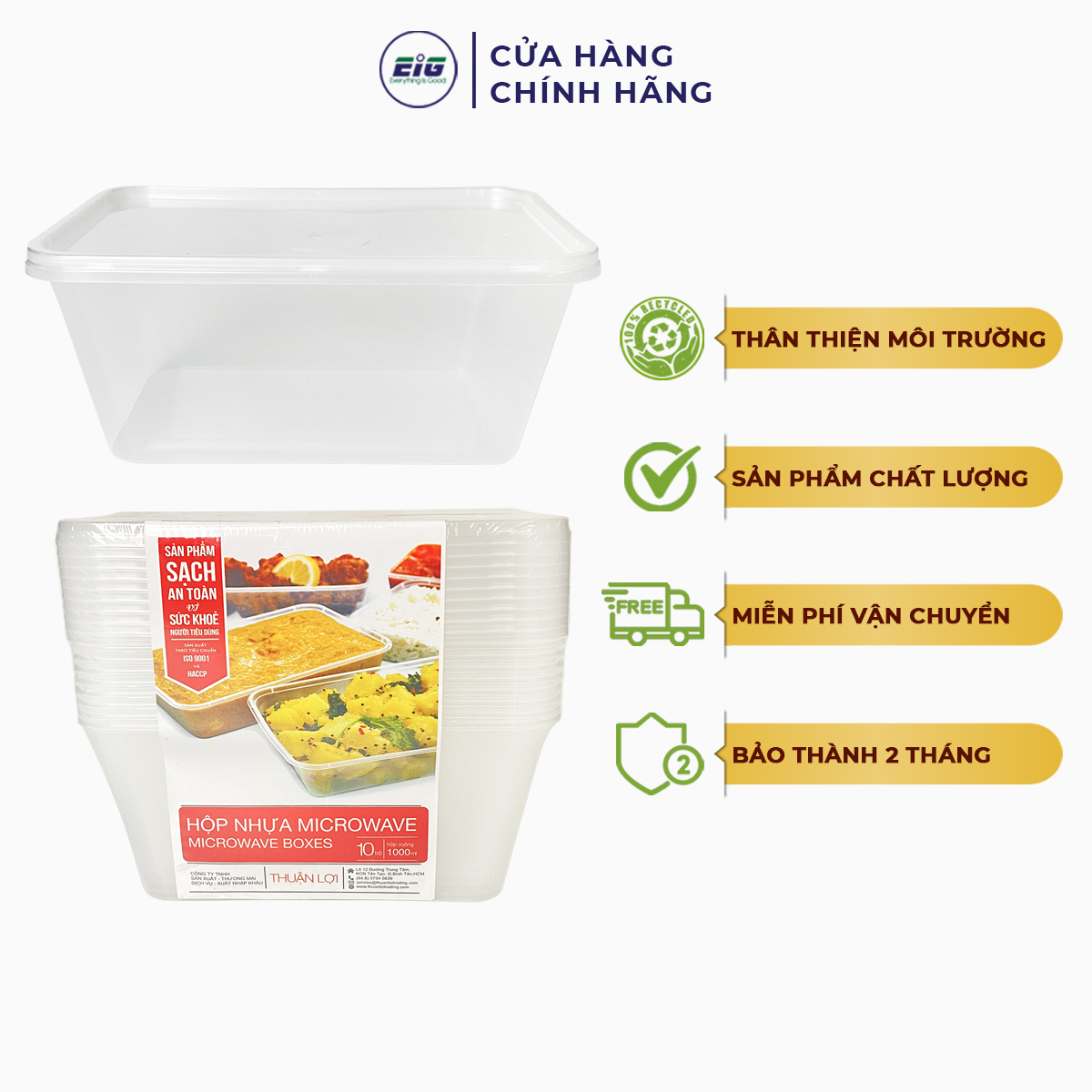 Hộp Nhựa Thực Phẩm Vuông 1000ml