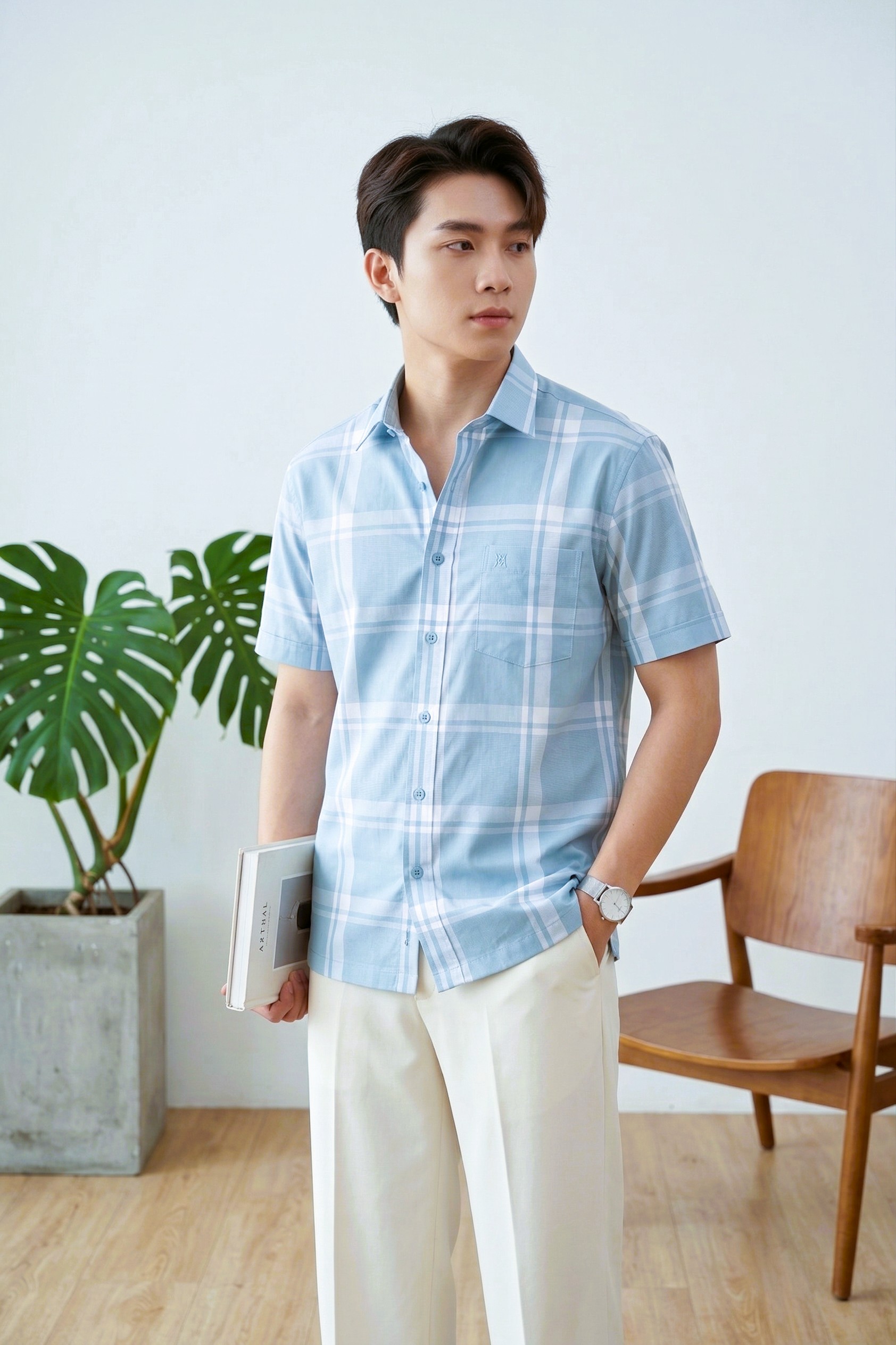 Áo sơ mi tay ngắn Khatoco Sale 350k ( giá tem 438k) (Size S)