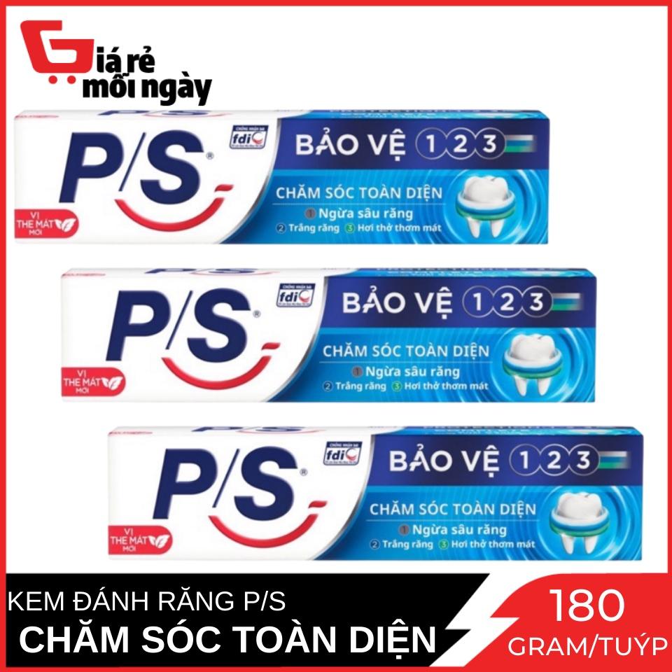 Combo 3 Kem đánh răng P/S bảo vệ 123 chăm sóc toàn diện 180g x3