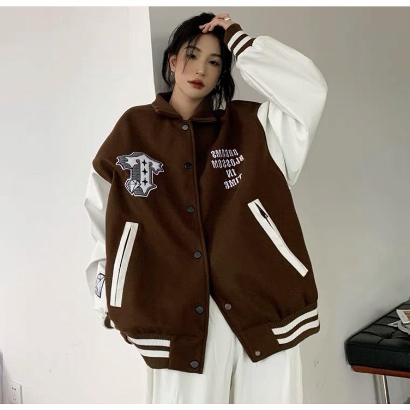 Áo Khoác Bomber Nam Nữ Cổ Bẻ Kiểu Nút Bấm TIME MONEY Hình In Sắc Nét Phong Cách HipHop Hot trend Mới