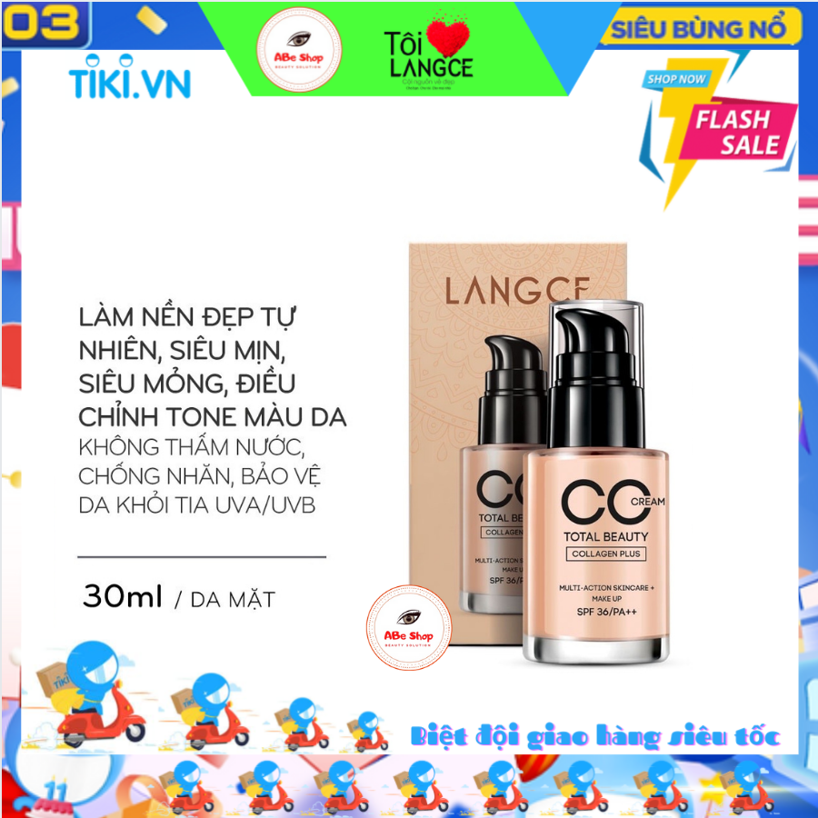 CC CREAM TRANG ĐIỂM COLLAGEN ĐẸP DA CHỐNG NẮNG 30ml LANGCE