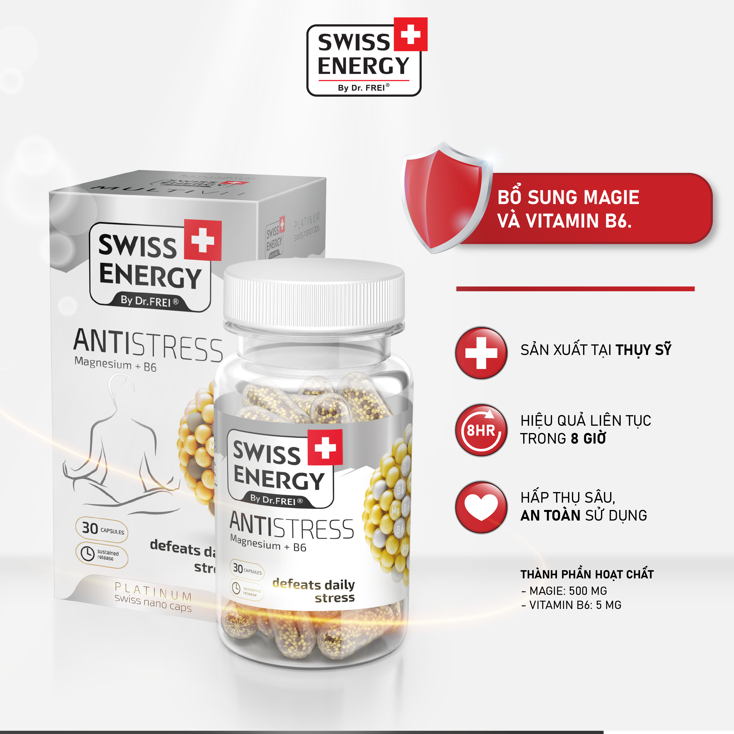 Viên Nang Hỗ Trợ Giảm Stress Swiss Energy Antistress (Hộp 30 Viên)