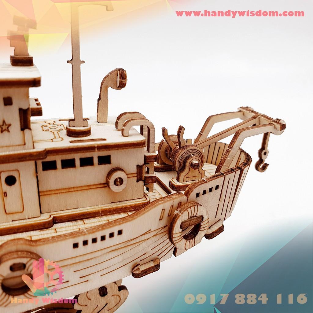 Mô hình lắp ghép gỗ Rolife - Tàu đánh cá - Robotime Fishing Ship TG308