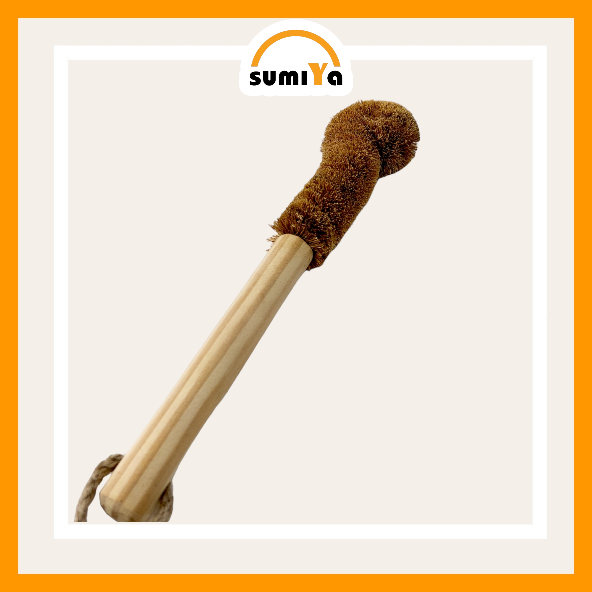 Cọ rửa ly xơ dừa cán gỗ SUMIYA, cọ xơ dừa đa năng, cọ rửa ly rửa chai bằng xơ dừa tự nhiên, cọ tiện dụng