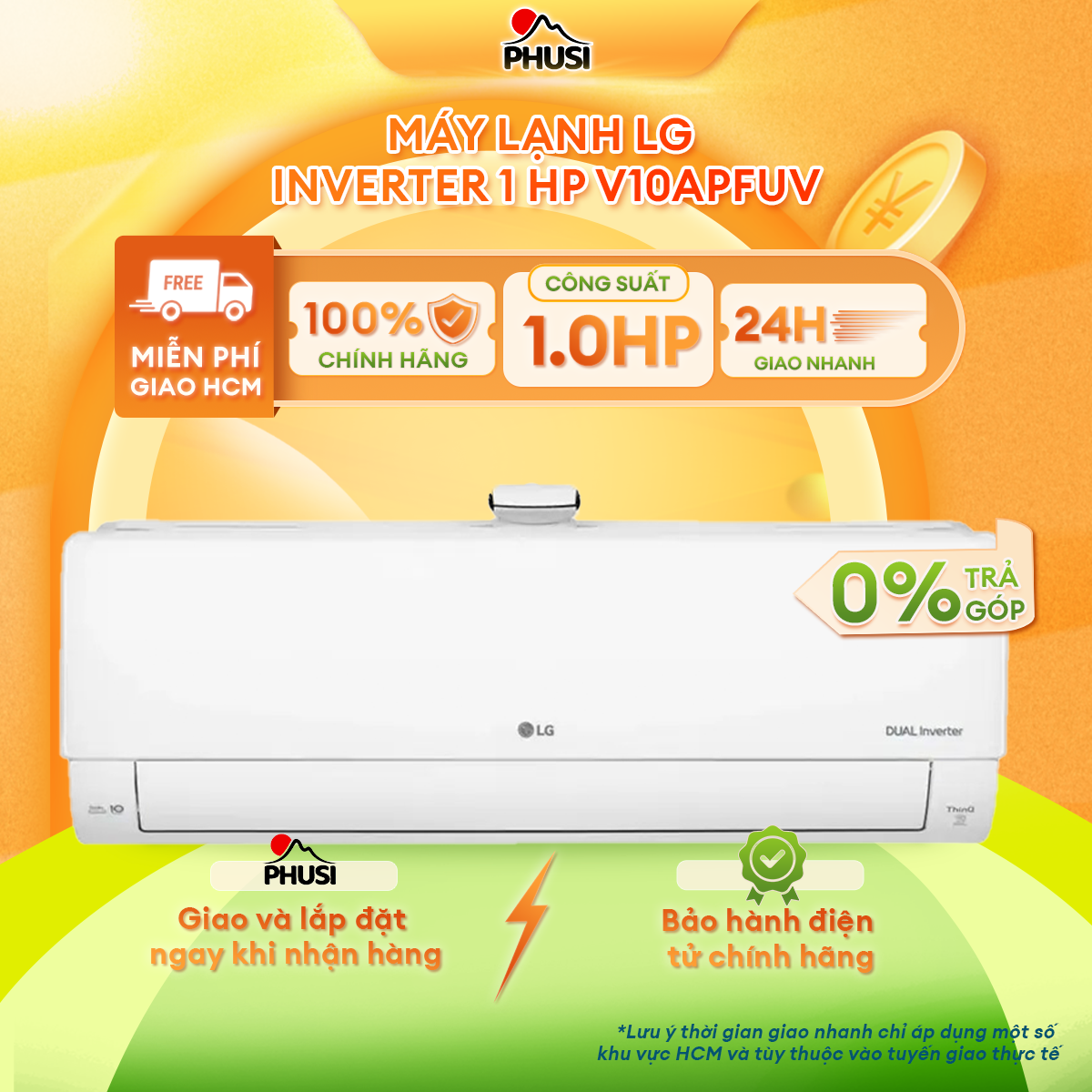 Máy lạnh LG Inverter 1 HP V10APFUV - Chỉ giao tại HCM