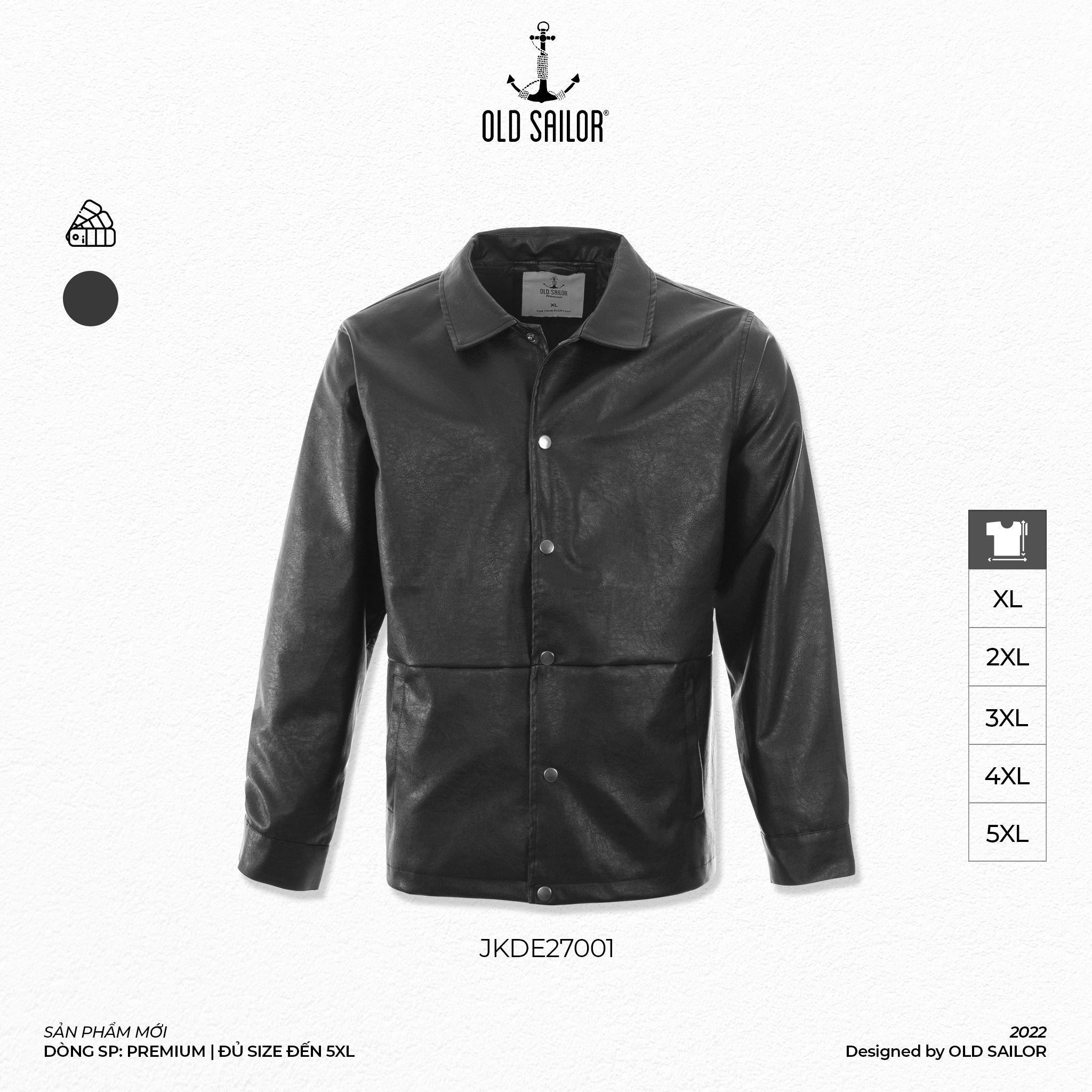 Áo khoác da Old Sailor - OSL PREMIUM LEATHER JACKET - JKDE27001 - đen - Big size upto 5XL