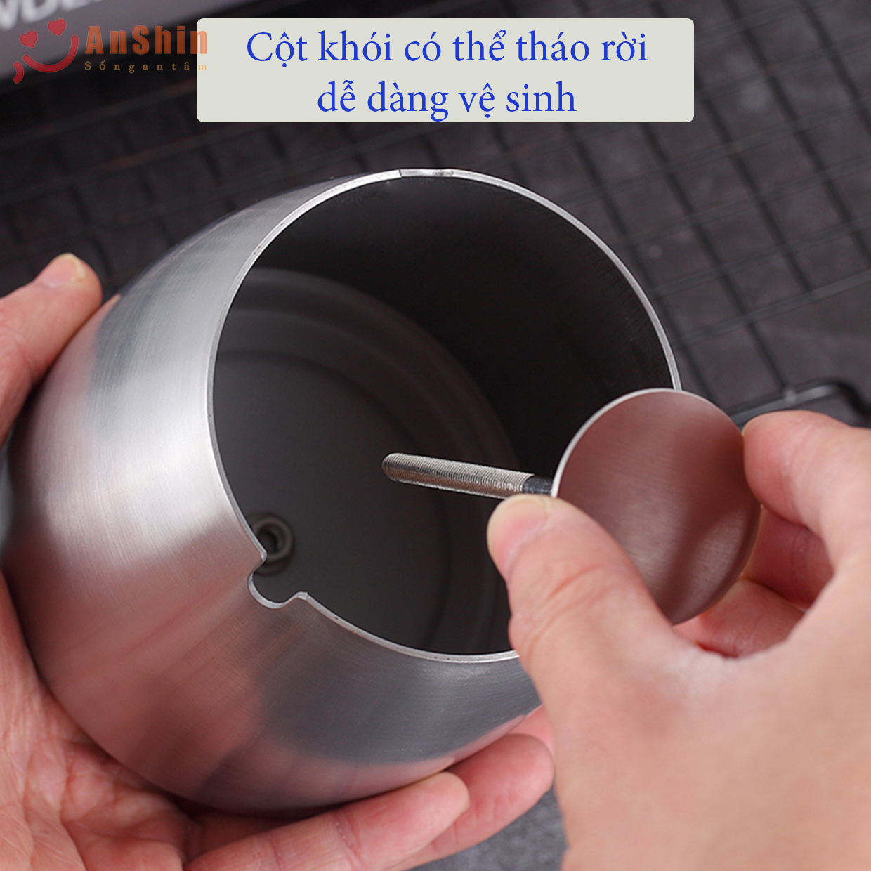 Gạt tàn Inox không gỉ khử mùi, chống gió