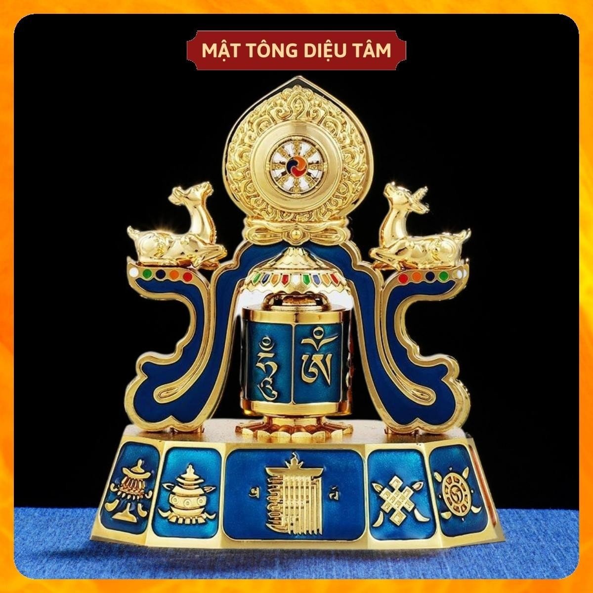 Kinh Luân Tây Tạng - bánh xe cầu nguyện Om Mani Padme Hum trang trí để bàn xoay để trên xe ô tô mang lại bình an và may mắn nhiều màu - Diệu Tâm