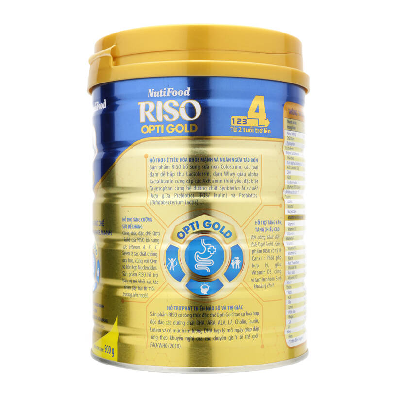 NutiFood RISO OPTI GOLD 4 Lon 900g Cho Trẻ Từ 2 Tuổi Trở Lên