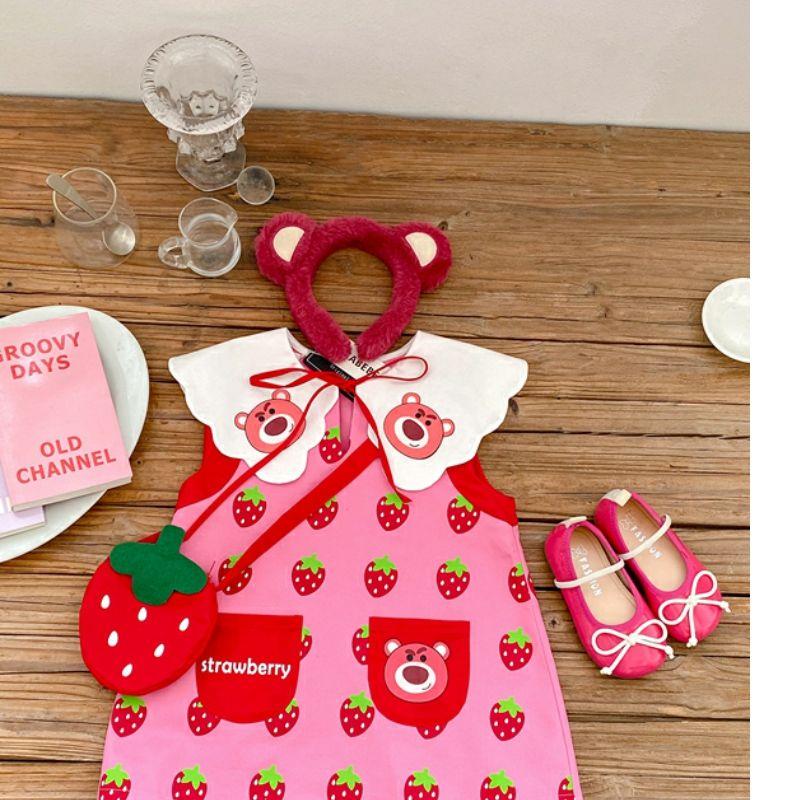 CHENGRUI Mùa hè em bé ngọt ngào dễ thương lá sen cổ áo vest váy