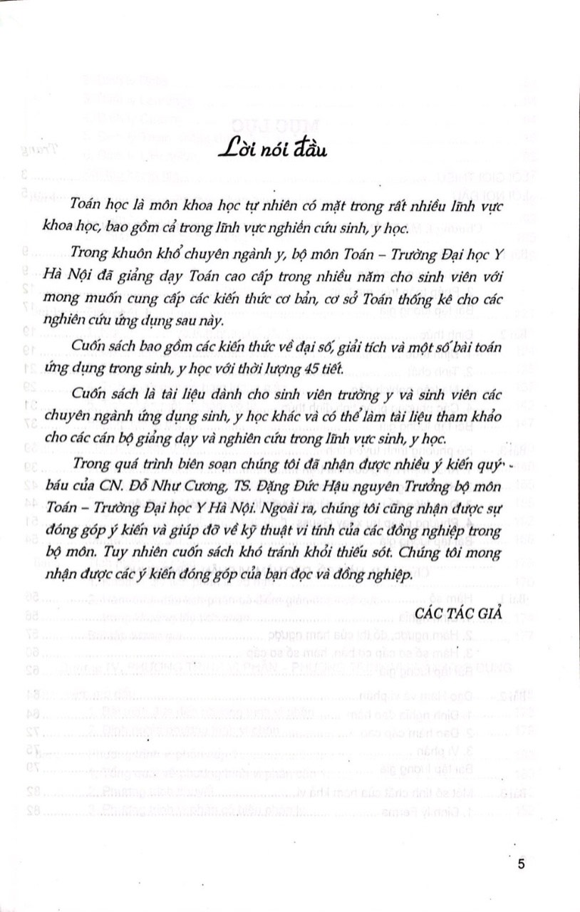 Toán Cao Cấp - Dùng Cho Đào Tạo Bác Sĩ Đa Khoa