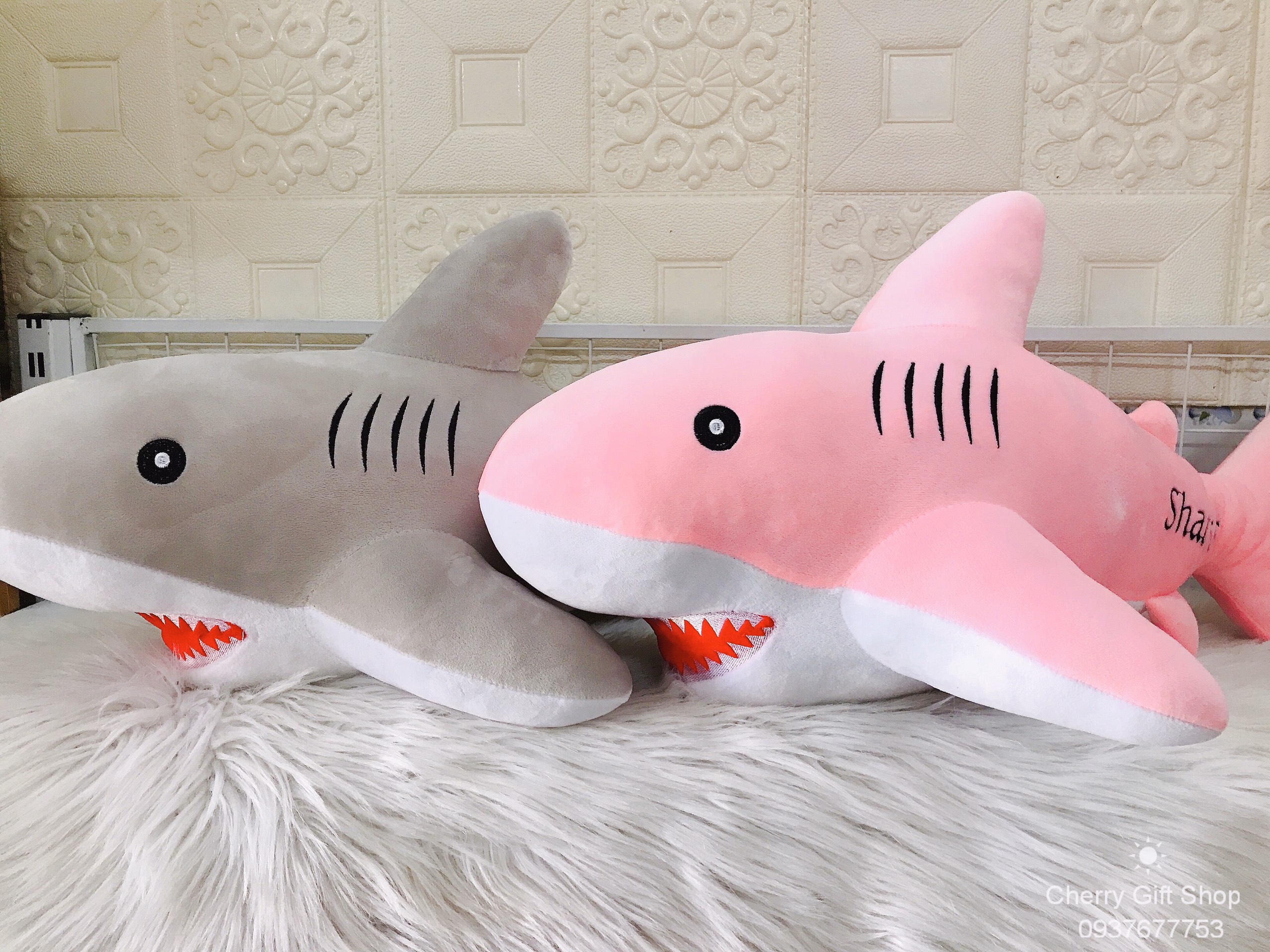 Gấu Bông Cá Mập Baby Shark Size 60cm Vải Thun Nhung 4 Chiều Cực Xịn - Ảnh Thật Shop Chụp