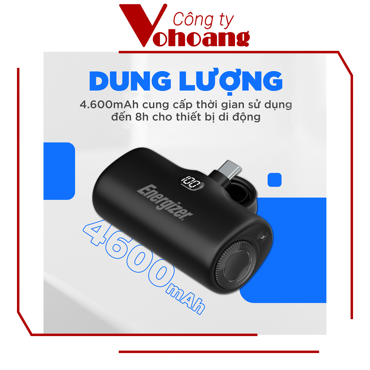 [Mỹ] Sạc dự phòng Energizer UE4600PQ mini Dung lượng 4600mAh tích hợp đầu sạc TypeC - Hàng chính hãng