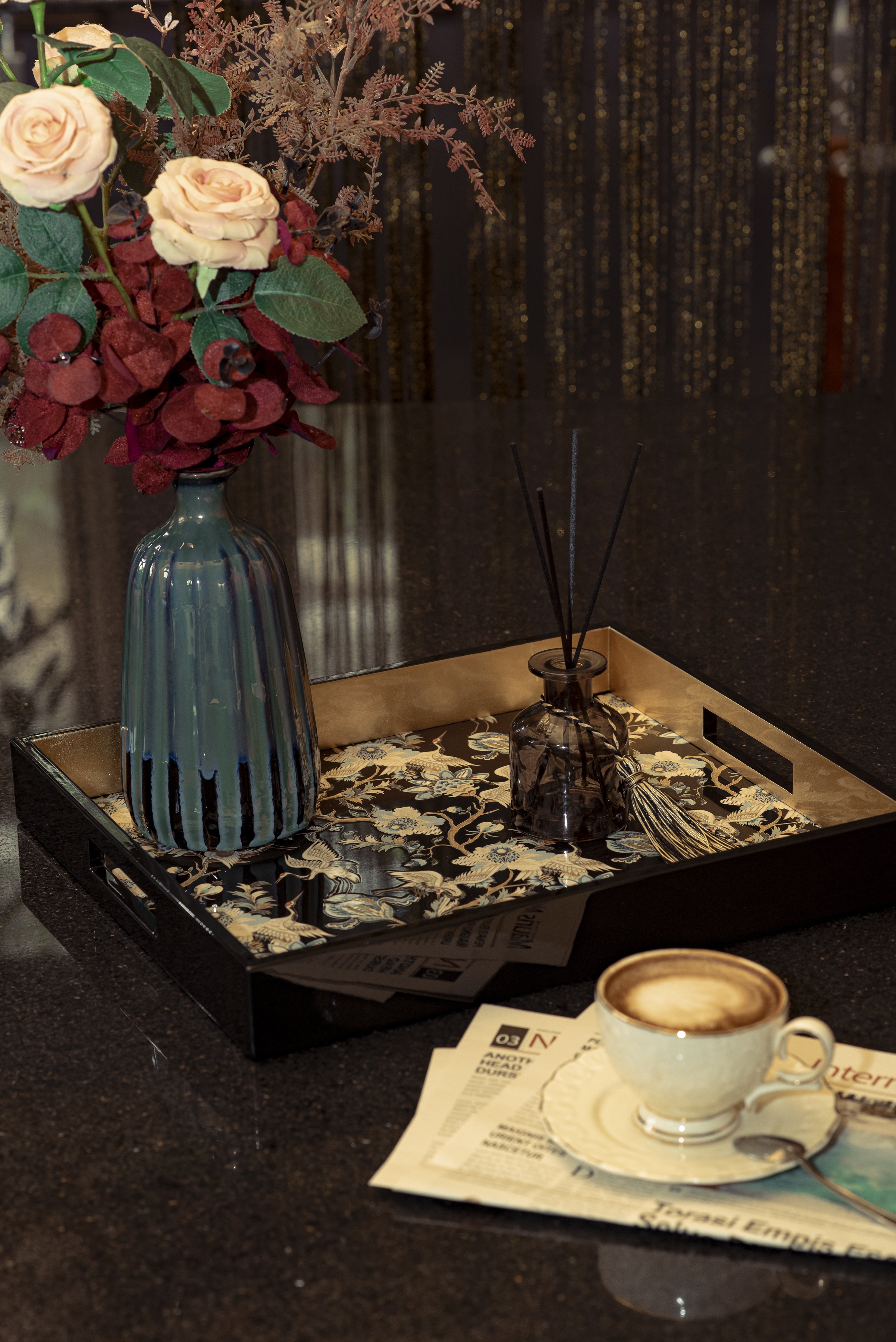 KHAY SƠN MÀI - Họa tiết chim hạc 25x40cm