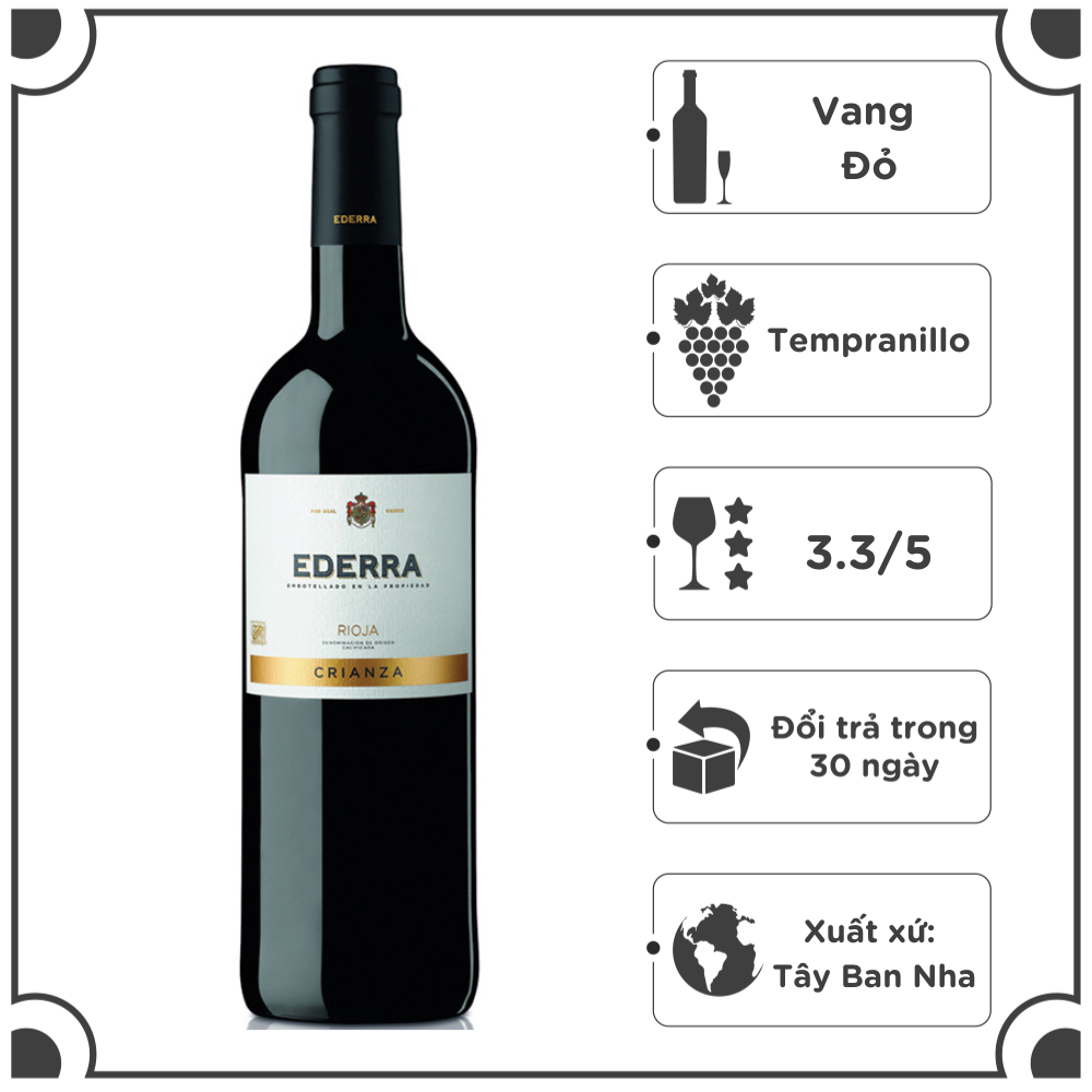 Rượu Vang đỏ Tây Ban Nha Ederra Crianza 12.5% - 14.5%