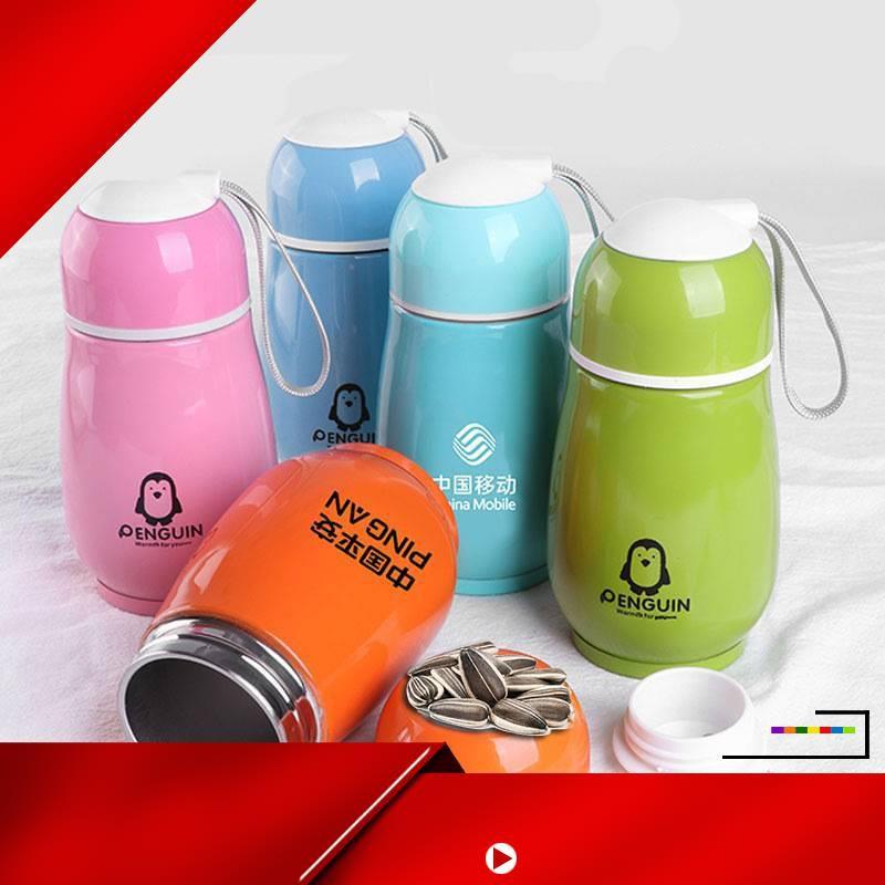 Bình Đựng Nước Giữ Nhiệt Bằng Thép Không Gỉ Hình Chim Cánh Cụt Dễ Thương