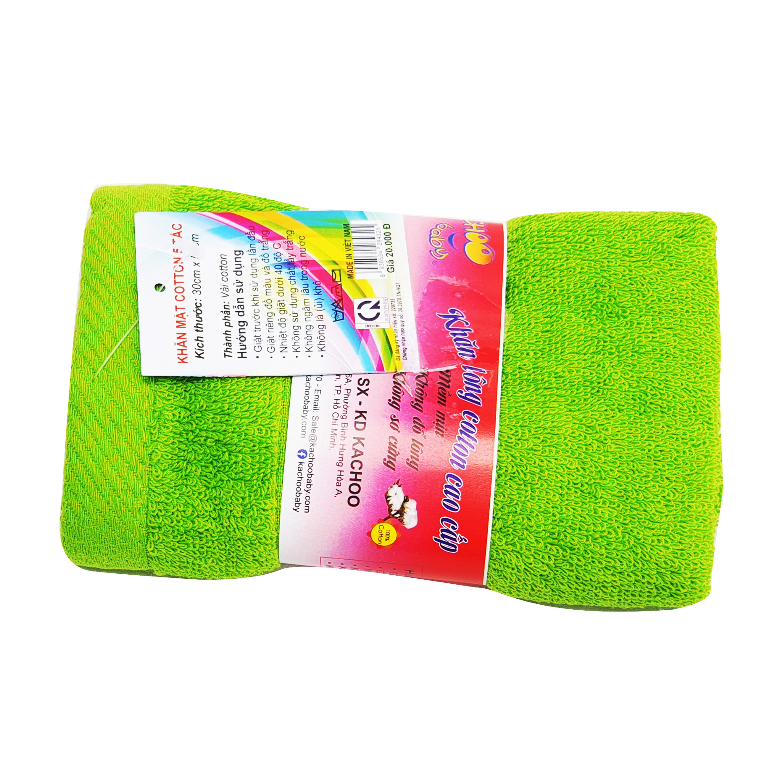 Combo 5 khăn mặt cotton KACHOOBABY 30 x 50cm - Giao màu ngẫu nhiên