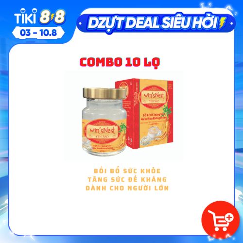 Combo 10 lọ Yến Sào Win'snest Tổ Yến Chưng Sẵn Nhân Sâm Không Đường 20% (70ml/ Lọ)