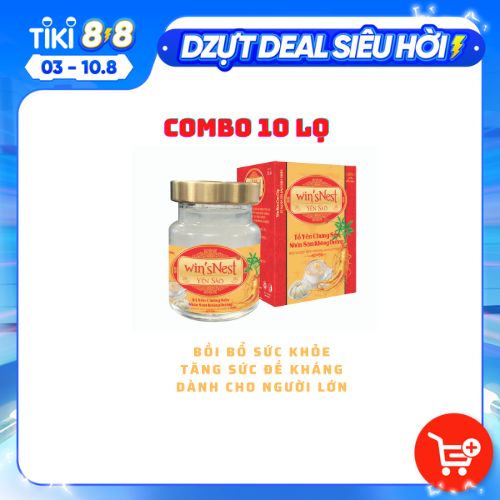 Combo 10 lọ Yến Sào Win'snest Tổ Yến Chưng Sẵn Nhân Sâm Không Đường 20% (70ml/ Lọ) thích hợp cho người lớn, người bệnh