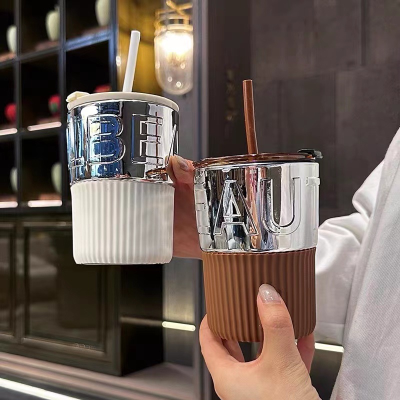 Cốc Uống Nước, Cafe YS-150 Cao Cấp 400Ml Có Ống Hút Decor Xinh Xắn