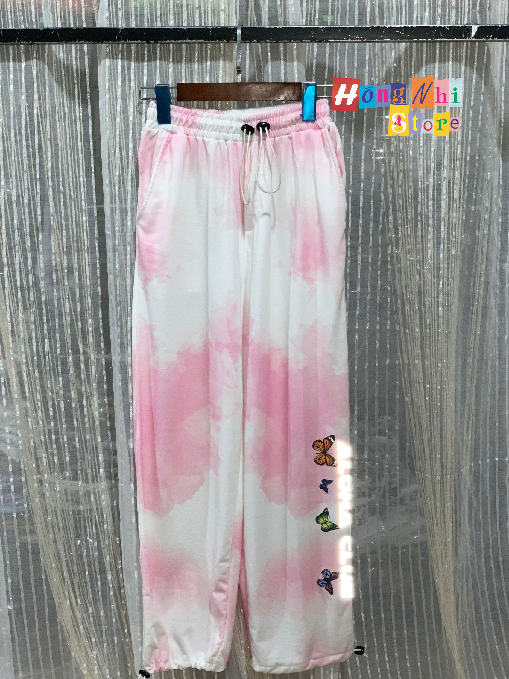 Quần Jogger Thun Dài Dây Rút Loang Màu Phản Quang Màu Hồng - Quần Thun Rút Dây Unisex - MM