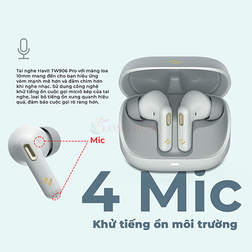 Tai nghe Bluetooth True Wireless Havit TW906 Pro - Hàng chính hãng