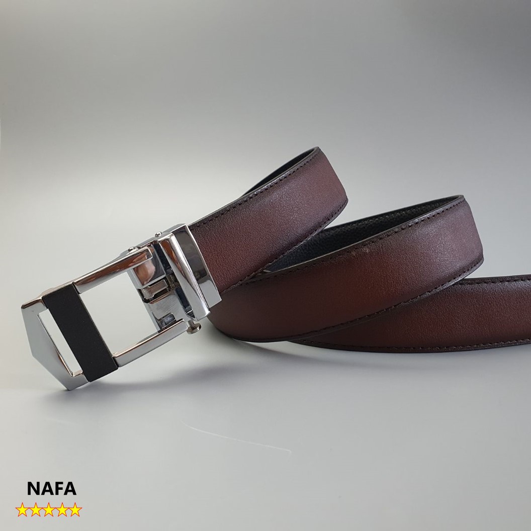 Thắt lưng nam, Dây lưng nam da bò thật NAFA BL113 khóa trượt nút bấm tinh tế  sang trọng - Màu Đen/ Nâu, BH 3 năm