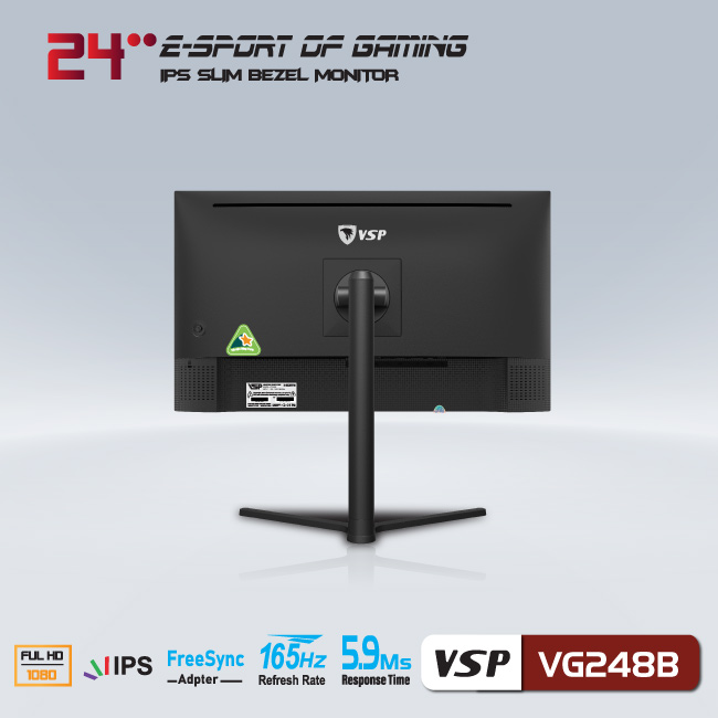 Màn hình vi tính VSP VG248B 24inch Gaming (23.8&quot; IPS Full HD, 144Hz HDMI / 165Hz DisplayPort) - Hàng chính hãng TECH VISION phân phối