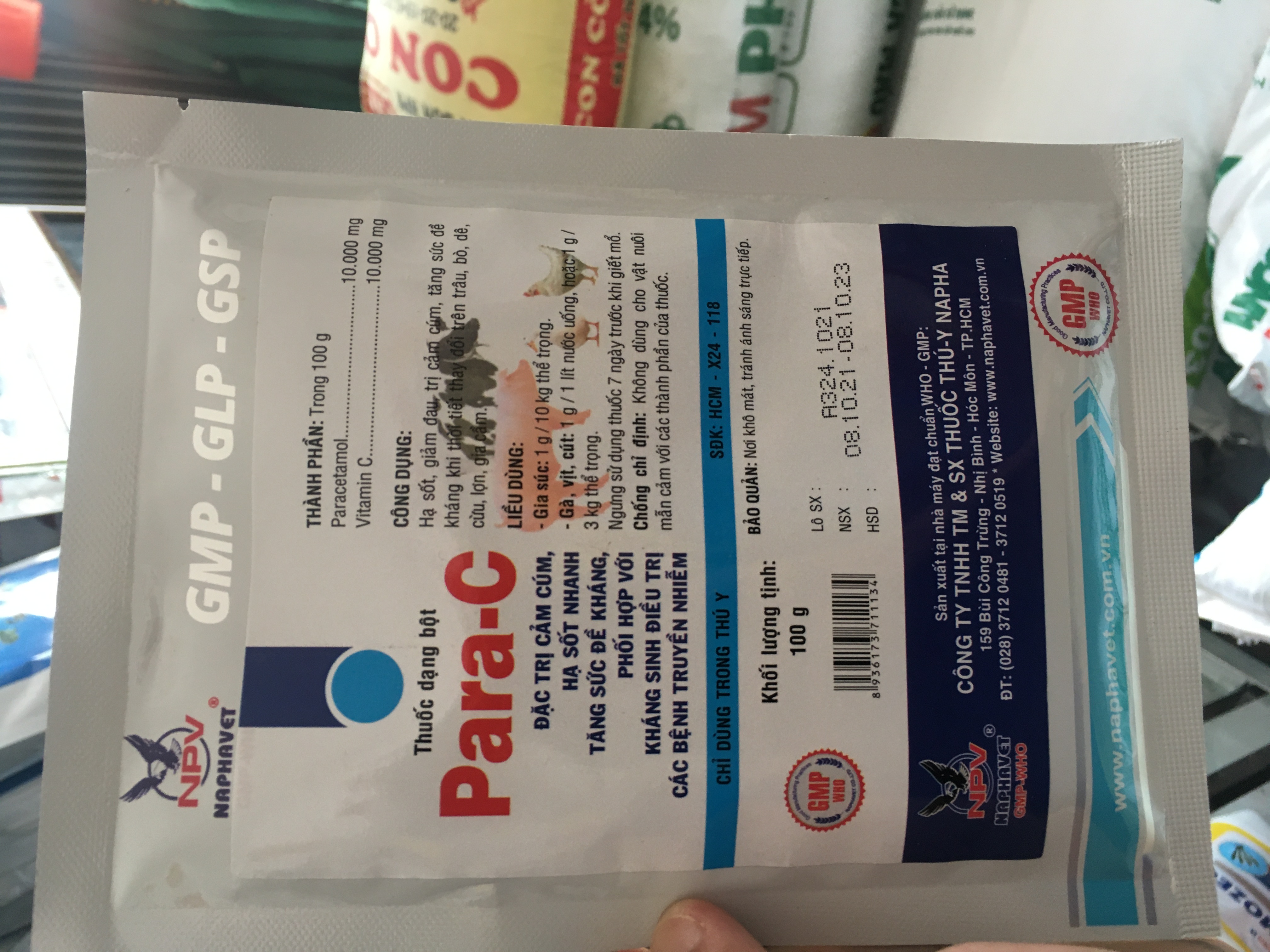 Para c ngăn ngừa cúm, hạ sốt, tăng sức khoẻ , cho trâu bò dê ,cừu heo, gà vịt