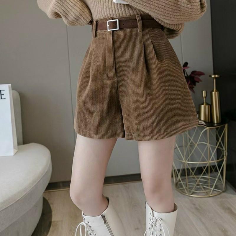 Quần short nhung nữ lưng cao vải nhung đẹp Hàn Quốc Q027