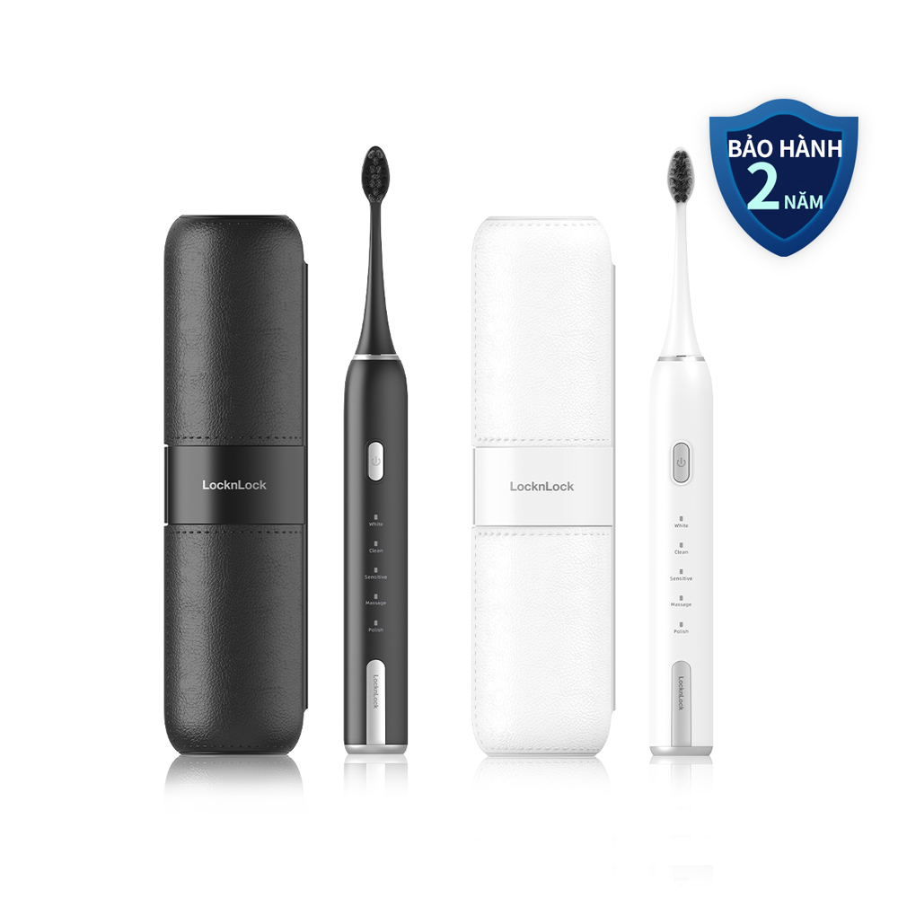 Bàn chải đánh răng điện LocknLock Electric toothbrush ENR386WHT/ENR386BLK 5 chế độ linh hoạt kèm hộp đựng bàn chải - 2 Màu