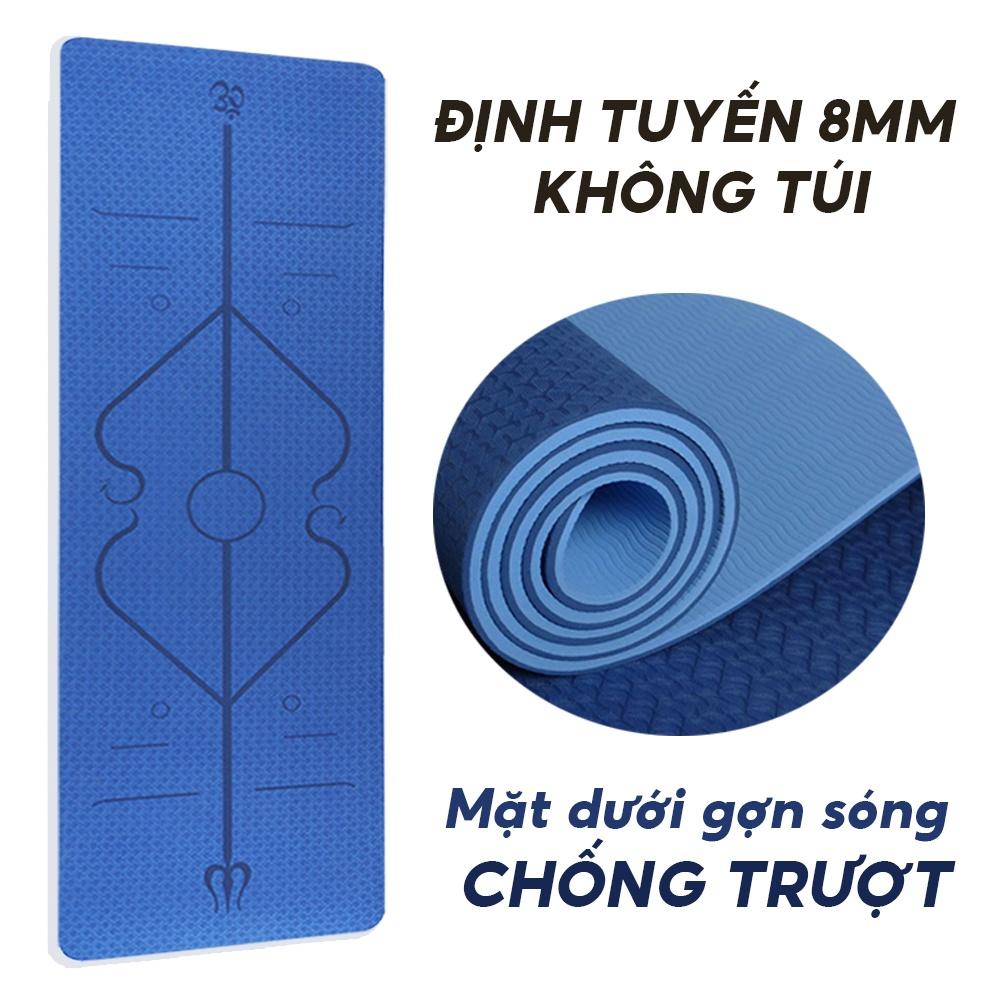 Thảm Tập Yoga, Thảm Yoga Định Tuyến TPE cao cấp 2 lớp tặng kèm túi đựng - Thảm yoga chống trượt TOPBODY