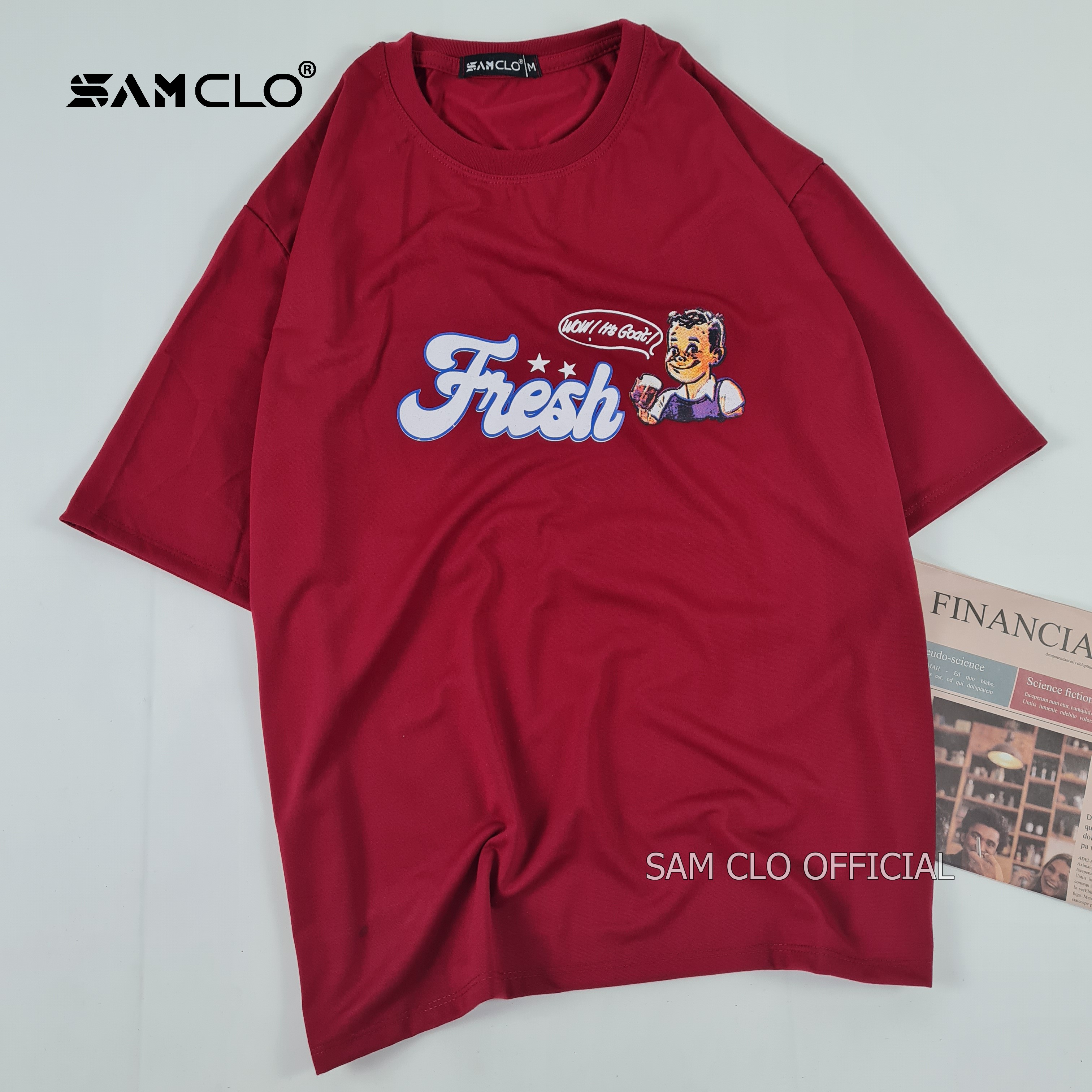 Áo phông tay lỡ nam nữ SAM CLO thun form rộng dáng Unisex - Ulzzang mặc cặp, nhóm, lớp chữ FRESH Daydream