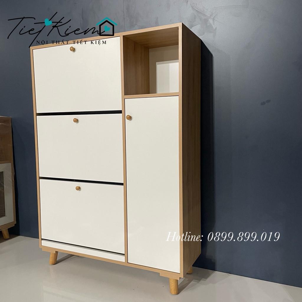 Tủ giày dép vân gỗ sồi thông minh NTTK đã lắp Hình chụp tại xưởng TG032