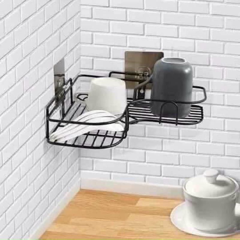 Kệ dán góc tường siêu chắc phòng tắm, nhà bếp cực tiện lợi