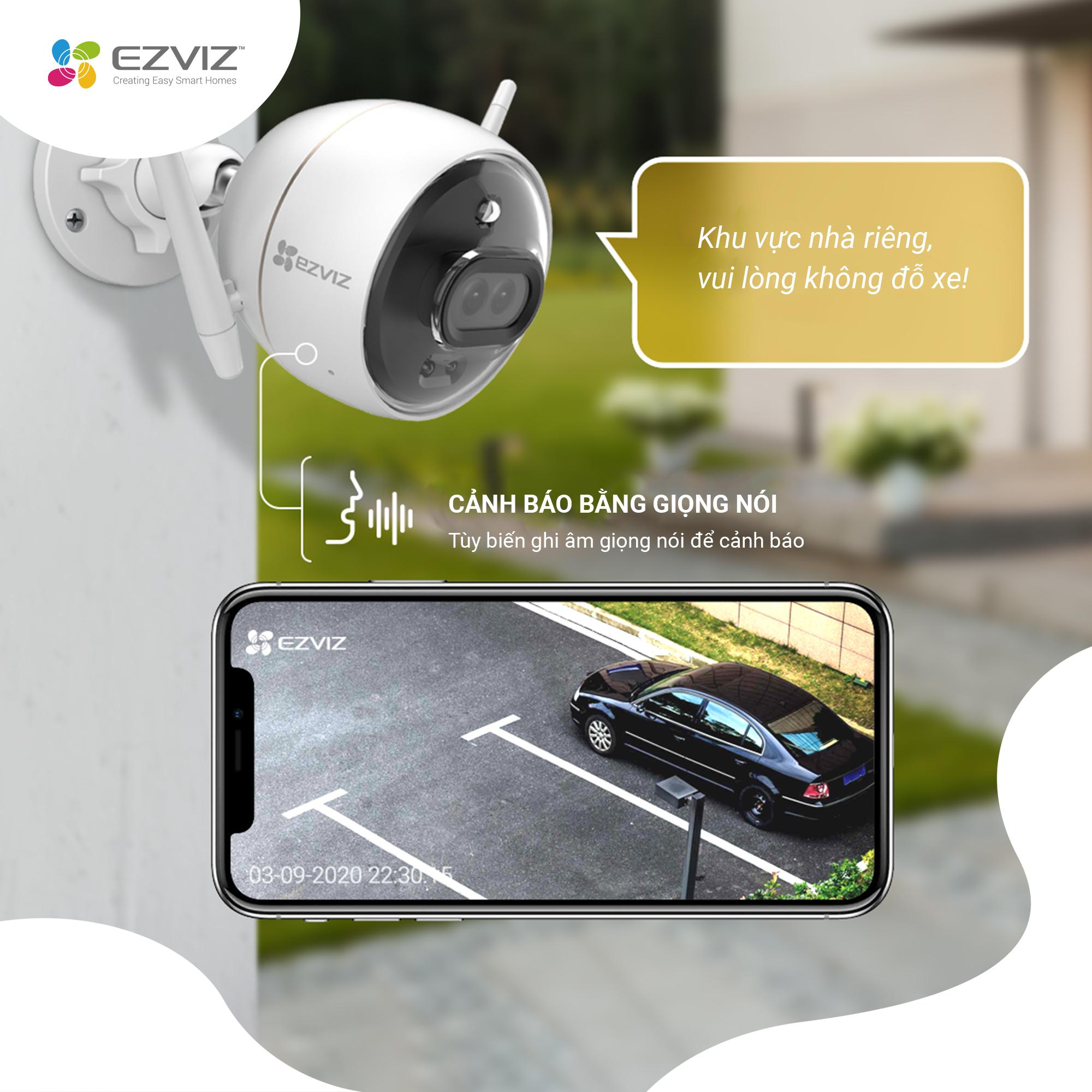 Camera EZVIZ C3X 1080P, WI-FI Không Dây, IP67 Ngoài Trời, Ghi Gình Ban Đêm Có Màu Không Cần Đèn, Tích Hợp AI Phát Hiện Hình Dáng Người/ Xe, Chuẩn Nén Video H.265--Hàng Chính Hãng