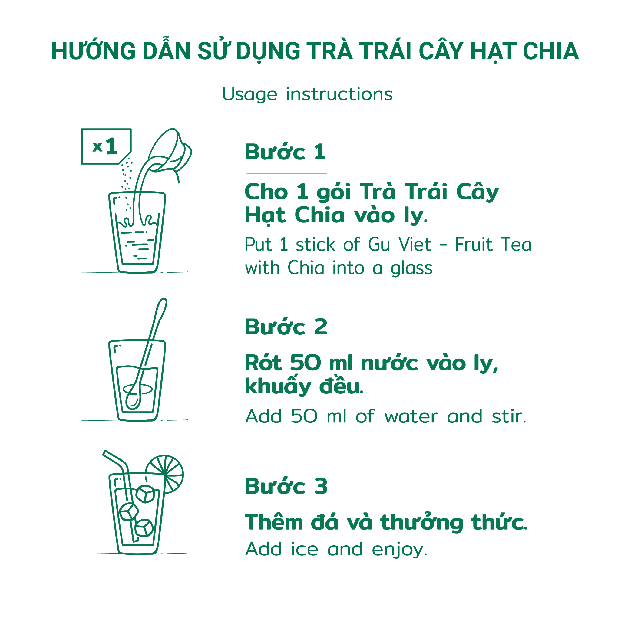 Trà Trái Cây Hạt Chia Just Viet - Vị Vải - Hộp 10 gói