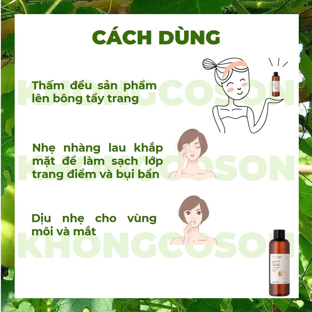 Nước Tẩy Trang Bí Đao Cocoon 140ml + Tặng Kèm Băng Đô Tai Mèo Màu Ngẫu Nhiên