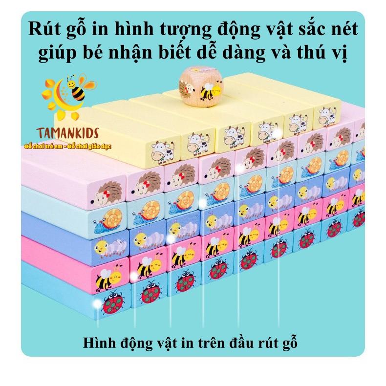 Đồ Chơi Rút Gỗ 51 Thanh Cỡ Lớn Có In Hình Động Vật Nhiều Màu Sắc Giúp Bé Rèn Sự Khéo Léo