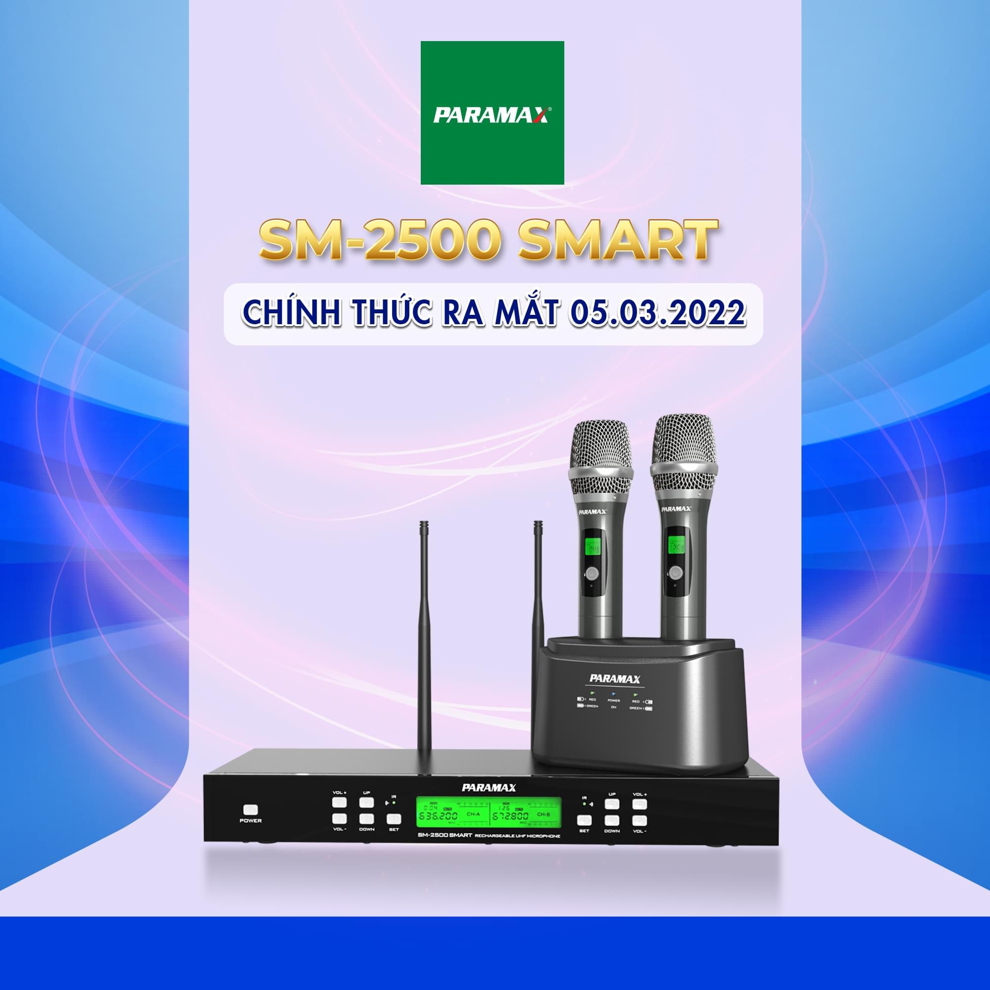 Micro không dây cao cấp Paramax SM 2500 Smart - Tích hợp sạc pin - Hàng chính hãng