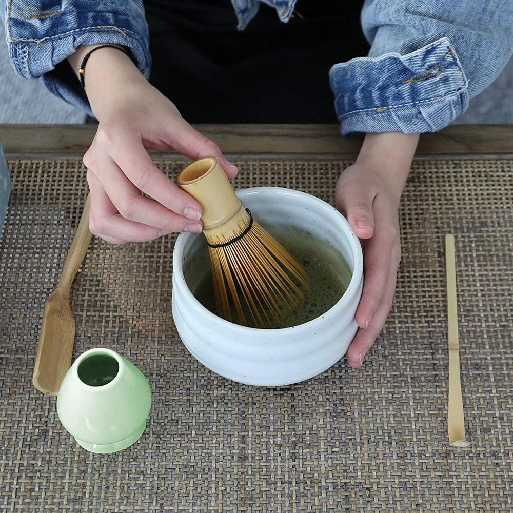 3 Trong 1 Matcha Trà Gốm Bát Trà Tre Cạp Matcha Đánh Nhật Bản Teaware Trà Dụng Cụ Đánh Giá Đỡ Matcha Nhật Bản bộ Bình Pha Trà
