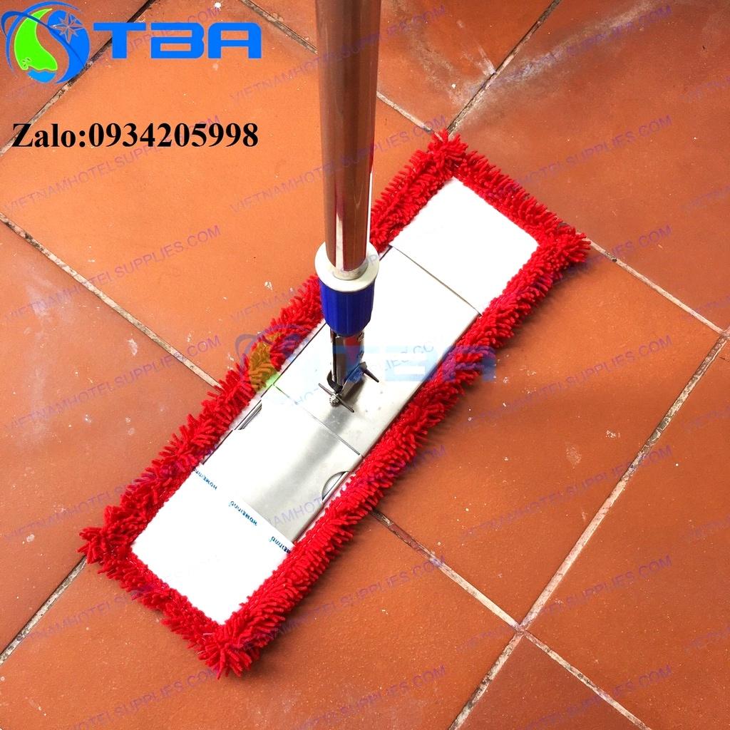Cây lau sàn công nghiệp bản 45cm cán tăng đơ nhập khẩu với sợi microfiber màu đỏ cao cấp mới