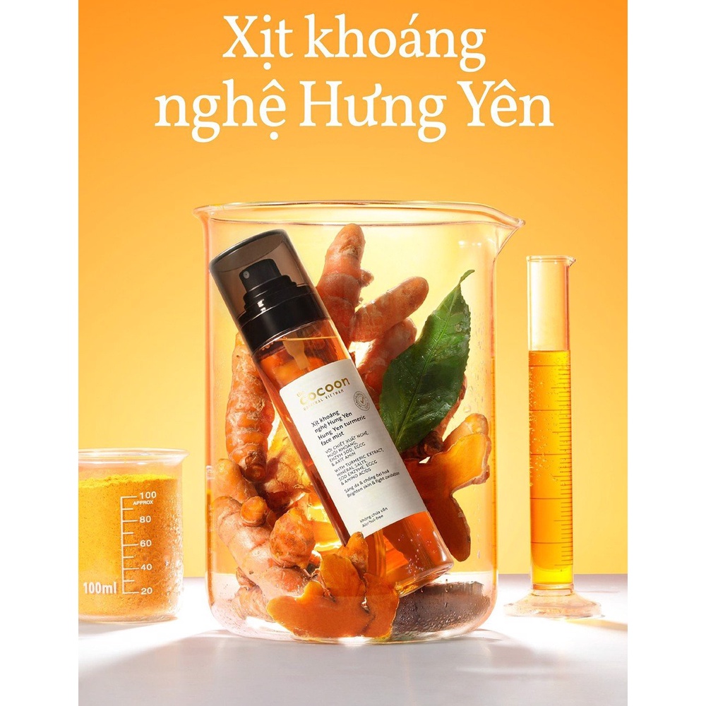 Xịt Khoáng Nghệ Hưng Yên Giúp Thư Giãn Cấp Ẩm Tức Thì, Sáng Da Và Chống Oxy Hóa Cocoon Turmeric Face Mist 130ml