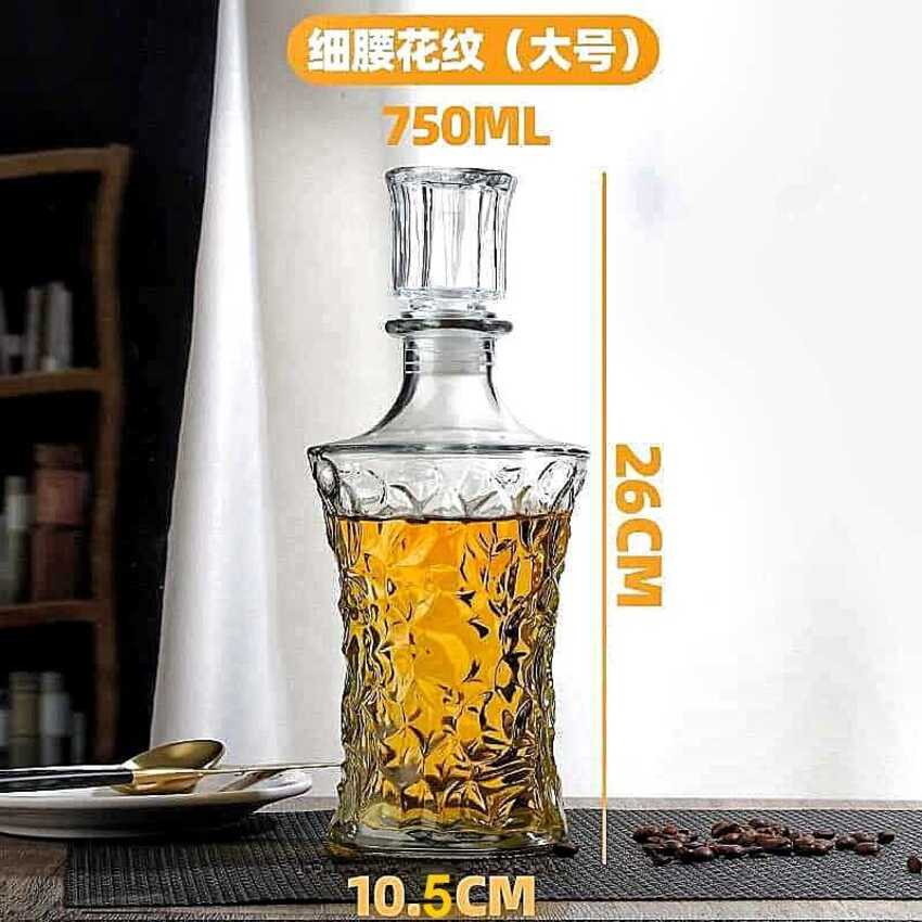 Bình Thủy Tinh Đựng Rượu 750ML cao cấp mẫu trụ tròn vát đáy – Chai Đựng Rượu Đẹp – Chai Thủy Tinh Đựng Rượu trang trí bàn ăn – Vỏ Chai Rượu Đẹp