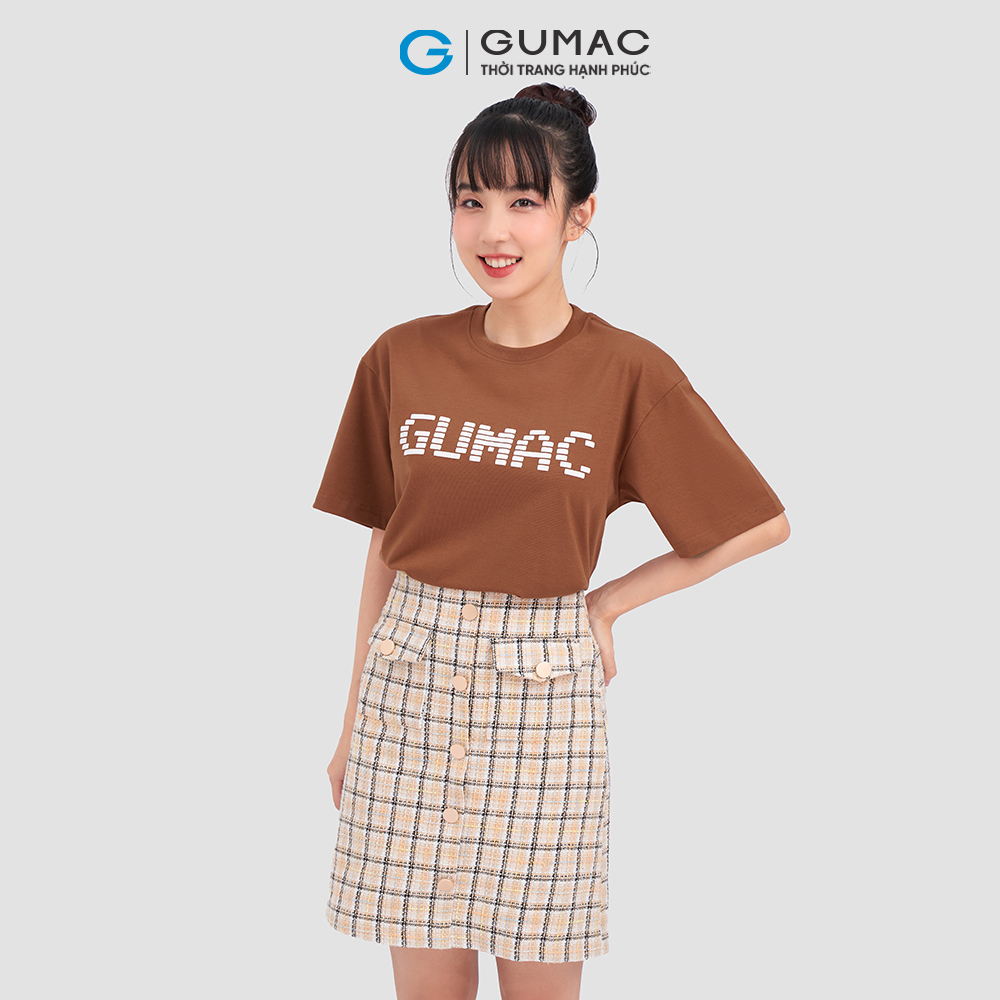 Áo thun GUMAC ATC11025 tay ngắn in chữ nổi trẻ trung