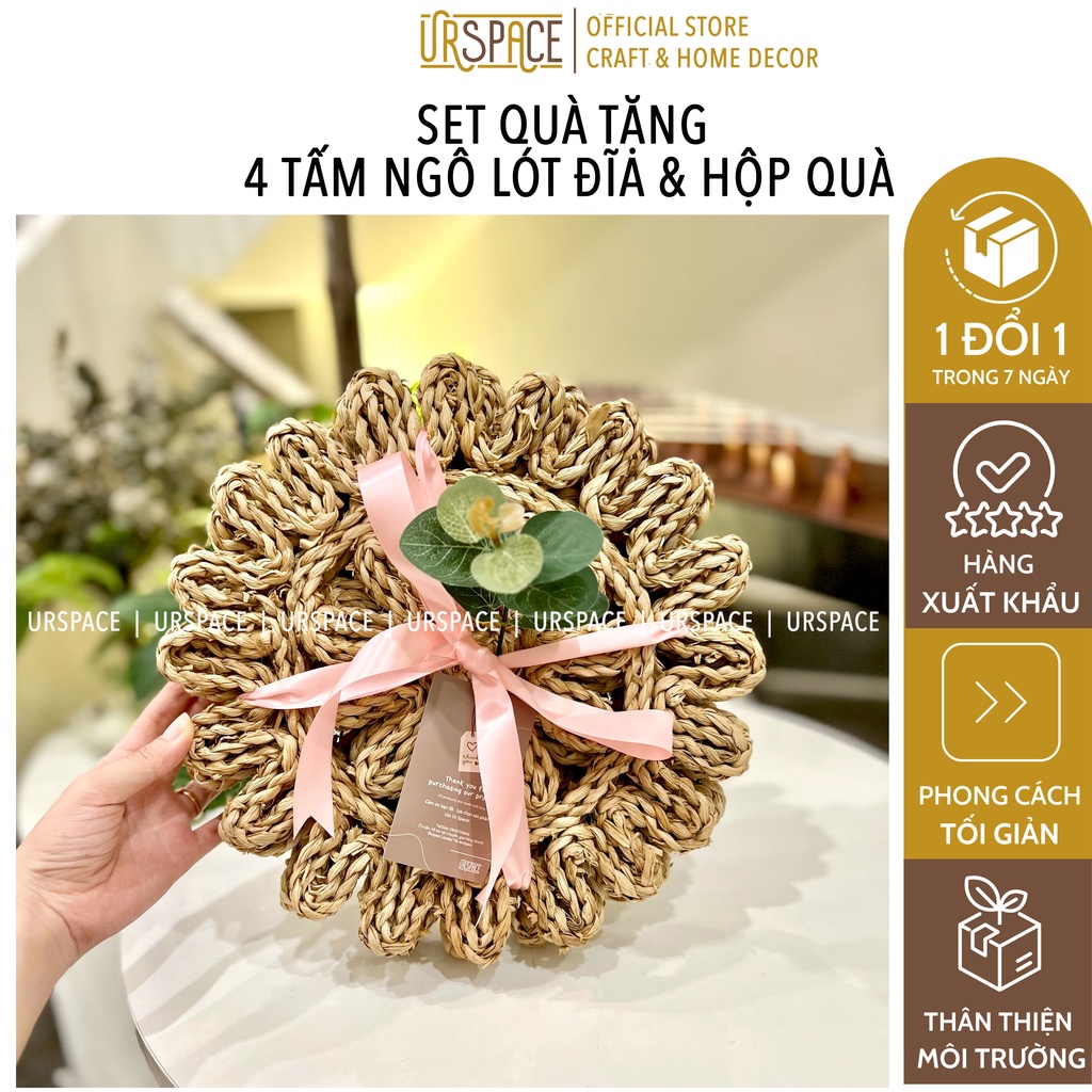 Set quà tặng Valentine 4 tấm lót bàn ăn trang trí decor Ur Space/ Valentine Gift Set of 4 pcs place mat